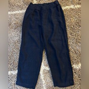 Quince Navy Blue 100% European Linen Capri Pants size small